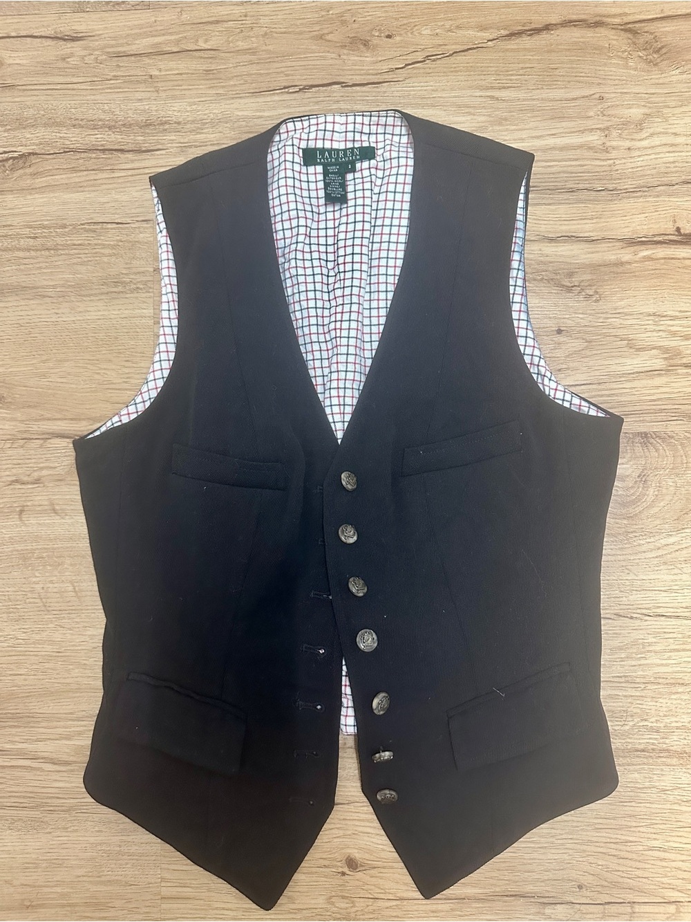 Vintage Y2K Ralph Lauren Black Wool Riding Vest